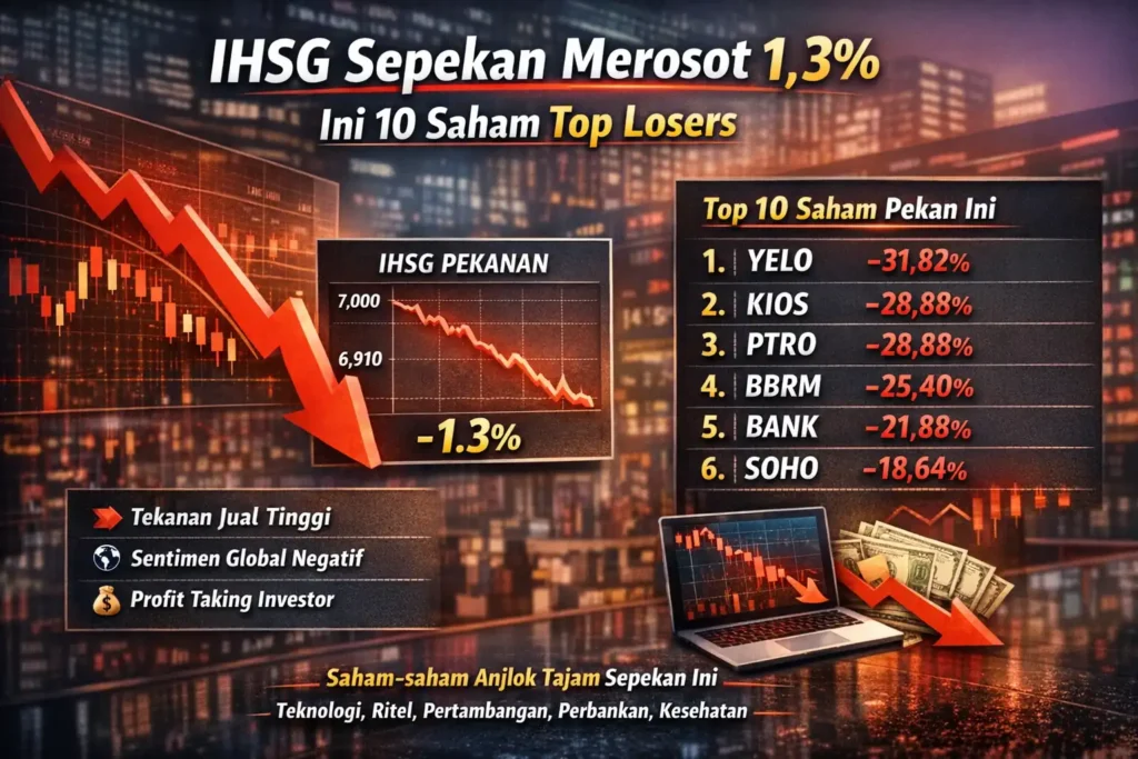 IHSG Sepekan Merosot 1,3%, Ini 10 Saham Top Losers