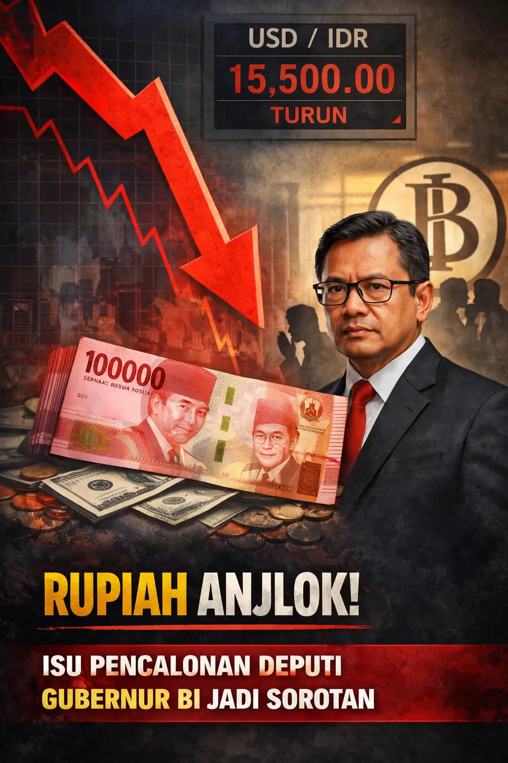 Read more about the article Rupiah Anjlok, Isu Pencalonan Deputi Gubernur BI Jadi Sorotan