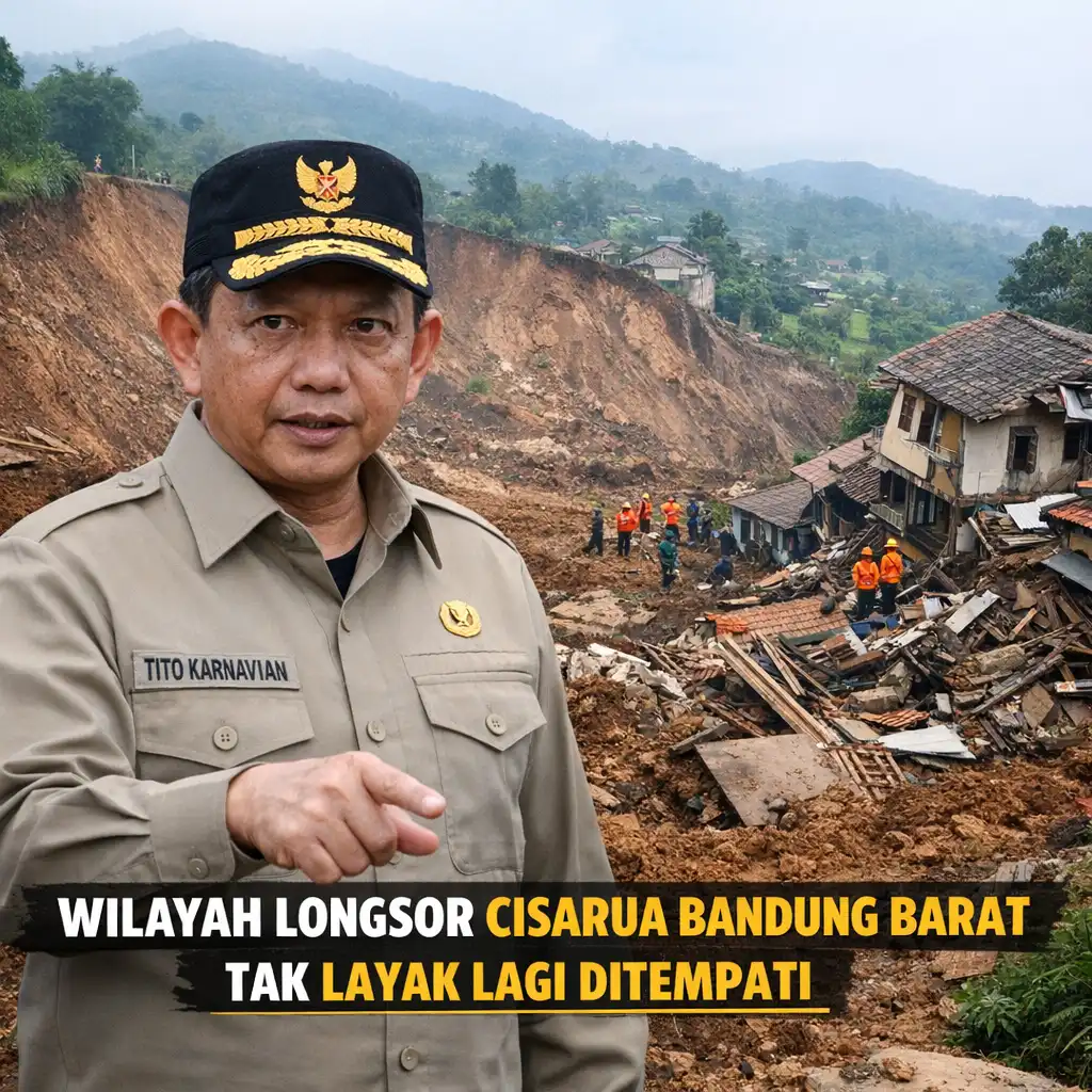 Read more about the article Tito Karnavian Sebut Wilayah Terdampak Longsor Cisarua Bandung Barat Tak Layak Lagi Untuk Ditempati